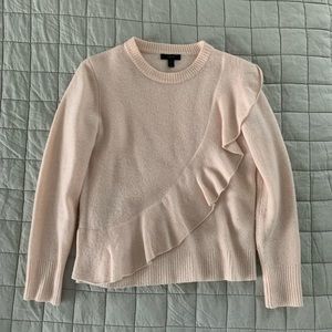J.Crew Pink Wool Ruffle Sweater